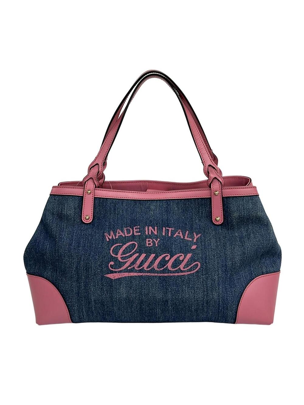 Gucci Craft Tote Bag Blue Pink Denim #253829G27